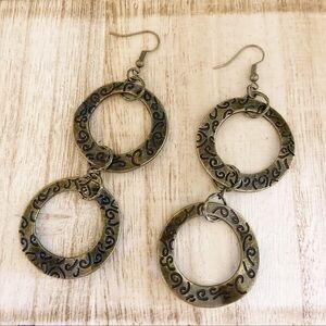 NWT Handmade Double Circle Bronze Hoop Earring Set​